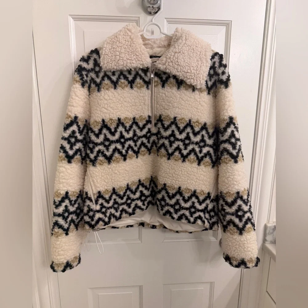 J.Crew Jacquard-print sherpa half-zip fleece pullover XS NWT - Picture 4 of 9